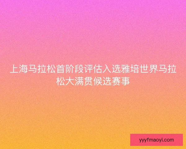 上海马拉松首阶段评估入选雅培世界马拉松大满贯候选赛事