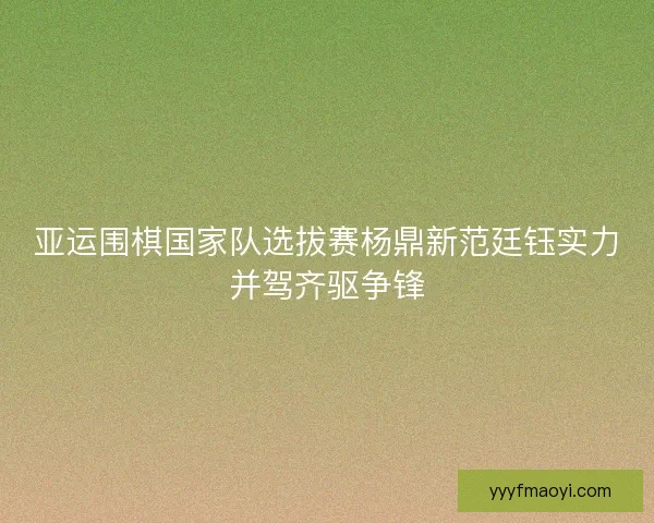 亚运围棋国家队选拔赛杨鼎新范廷钰实力并驾齐驱争锋
