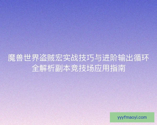 魔兽世界盗贼宏实战技巧与进阶输出循环全解析副本竞技场应用指南